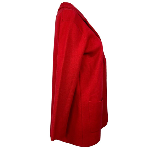 Magaschoni Cardigan Blazer Womens Sz S Red Wool Oversized Shawl Collar Pocket - Picture 3 of 8